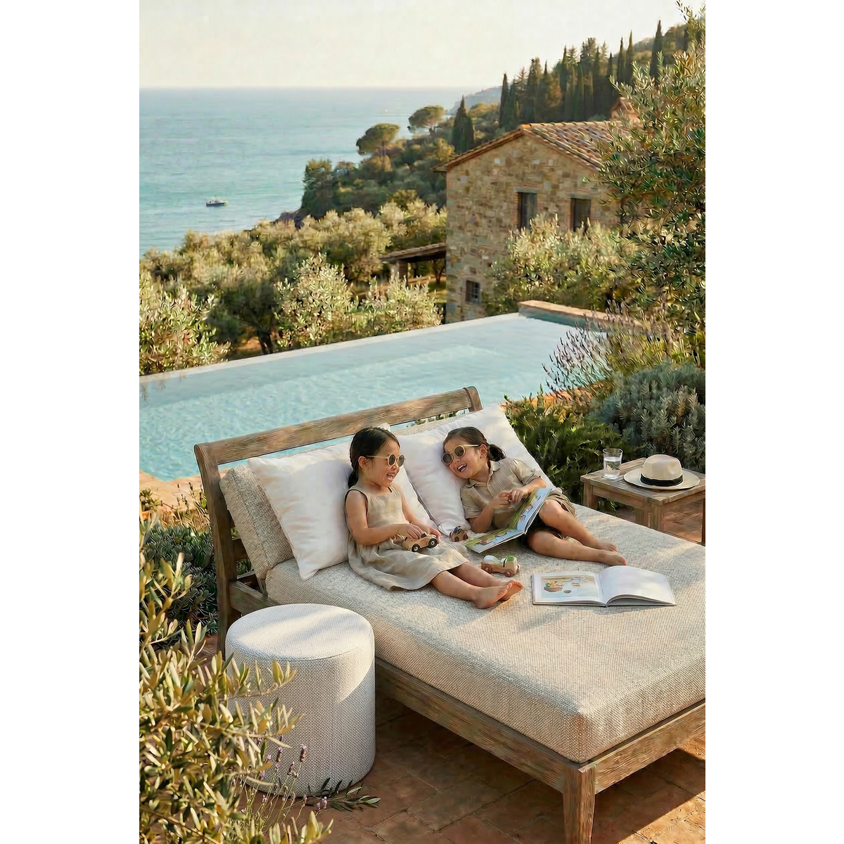 Pouf per esterni per tutte le stagioni | Bianco sporco