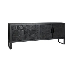 Mobile TV in legno di frassino di colore nero 152x35x61cm