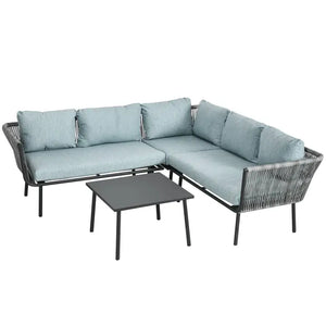 Set di mobili da giardino in rattan per 4 persone, salotto da giardino, grigio