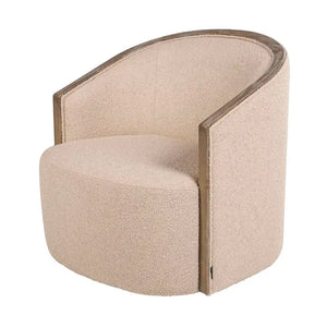 Poltrona girevole in legno di frassino beige 75x75x76 cm
