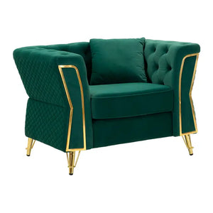 Poltrona in tessuto verde, 104x83x76 cm