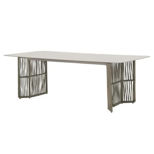 Tavolo da giardino in acciaio inox. Vetro 220x100x73 cm