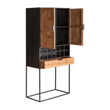 Mobile bar Longford, realizzato in legno di abete, in colore grigio/naturale