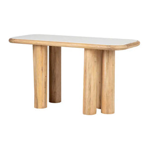 Tavolo consolle in legno di mango marrone con telo 140x60x75 cm