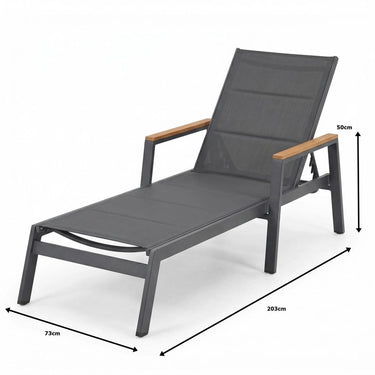 Set da 2 sdraio con tavolino in alluminio - grigio