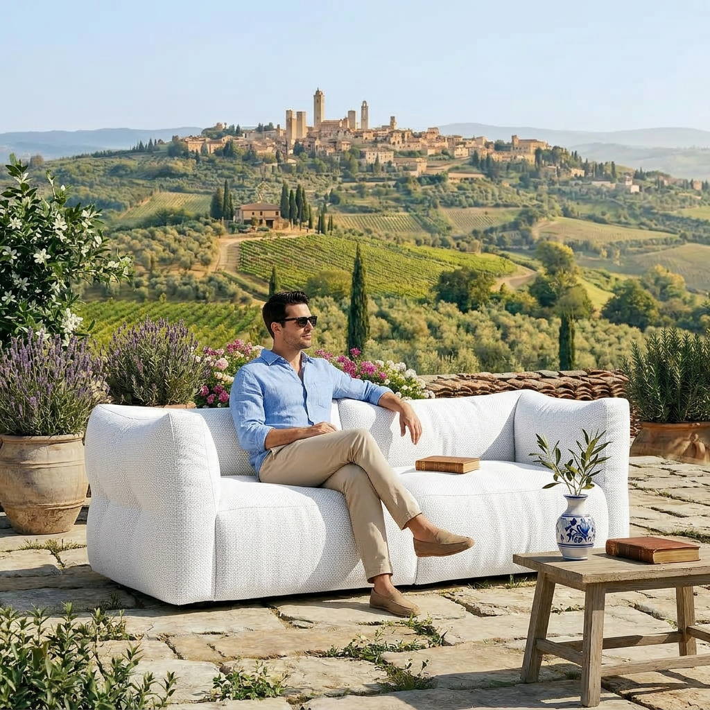 Divano da esterno All Weather Outdoor Loungebank 3 posti – Bianco sporco