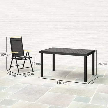 Set sedute pieghevole per 6 persone, 1 tavolo + 6 sedie, nero MINIMO 2 PEZZI
