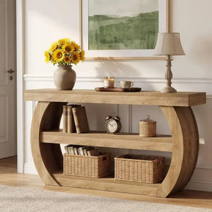 Consolle stile fattoria 63", tavolo in legno a 3 livelli