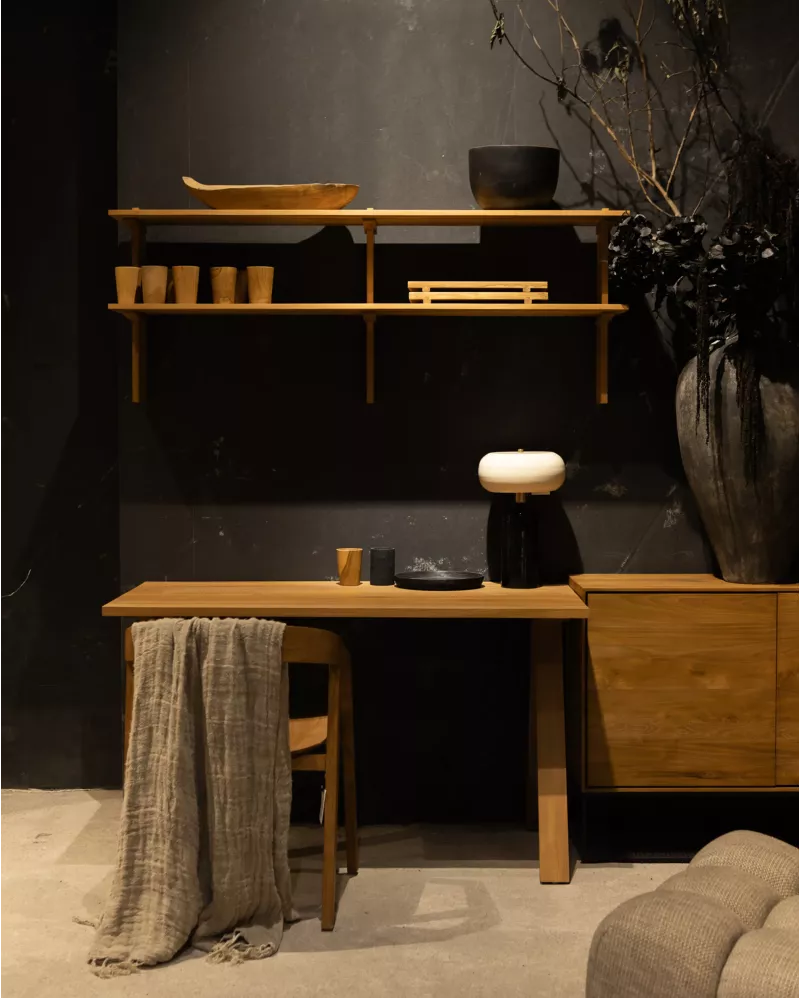 Mensola da parete in legno di teak ELARA 150 x 30 x 58 cm