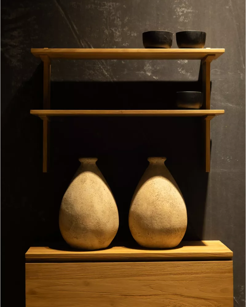 Mensola da parete in legno di teak ELARA 86 x 30 x 58 cm