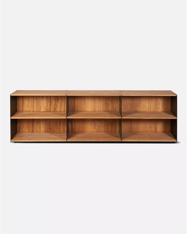 Libreria GEOX in legno di teak riciclato e ferro, 240 x 37 x 72 cm