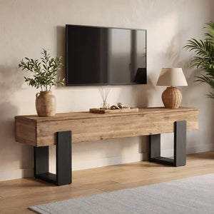 MESA DE COMEDOR EXTENSIBLE EN PORCELANATO Y MADERA DE NOGAL 