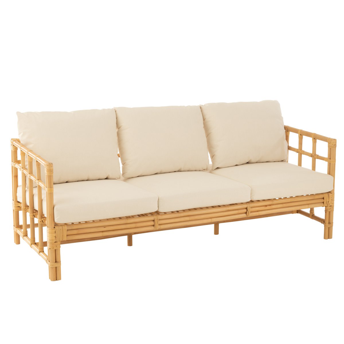 Elise sofa + 3-person cushion Rattan/Natural/White fabric