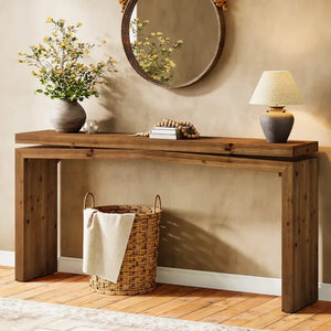 63" consolle in legno massiccio stile country con 2 livelli