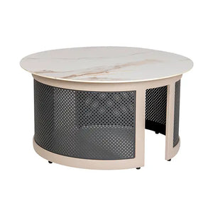 Tavolino da centro in alluminio e pietra 80x80x42 cm