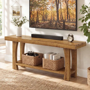 supporto per TV in legno massiccio, consolle in stile fattoria