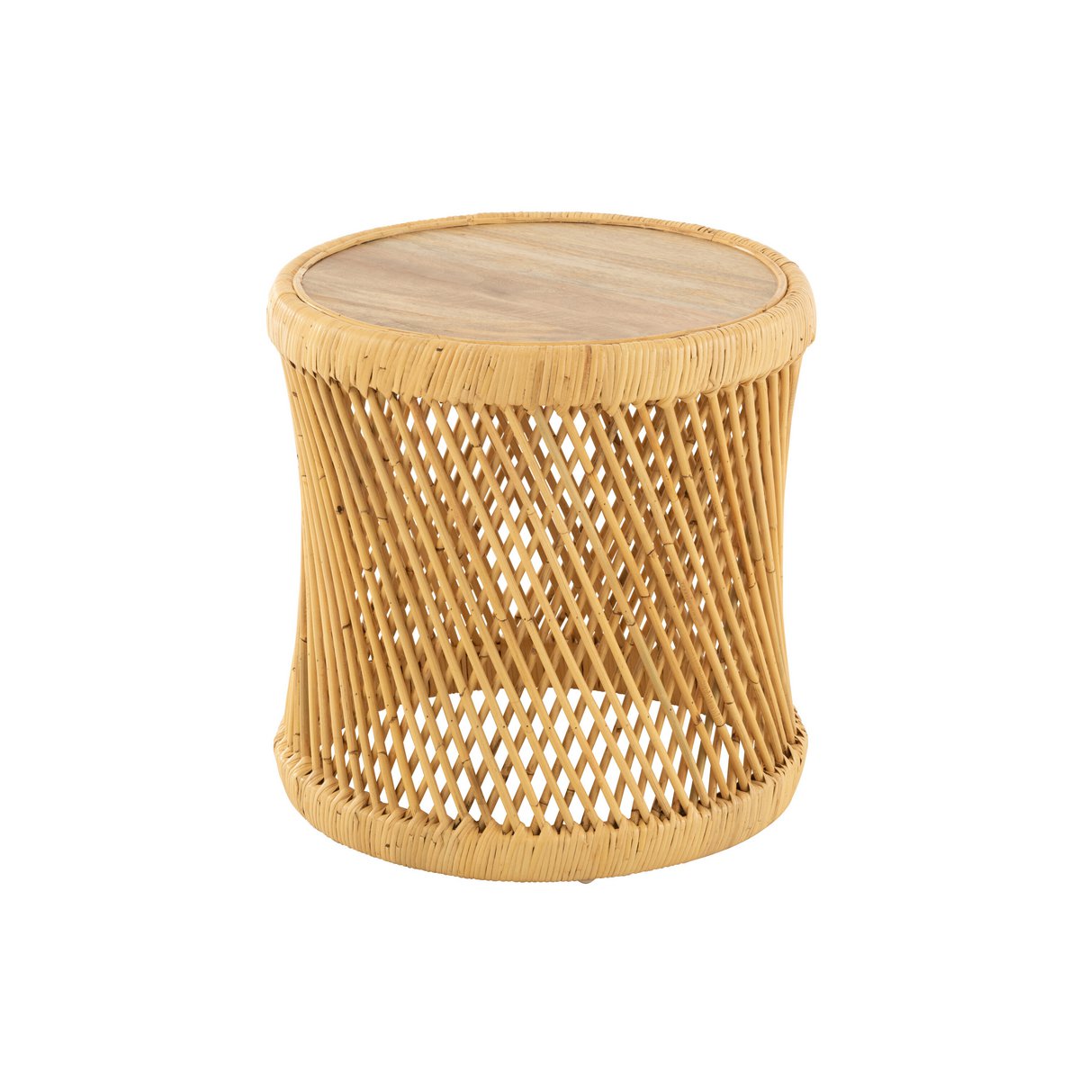 J-Line cylindrical coffee table in natural rattan
