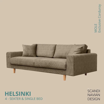 Divano 4 posti/letto singolo HELSINKI, Exclusive Corduroy, Talpa, sfoderabile e lavabile