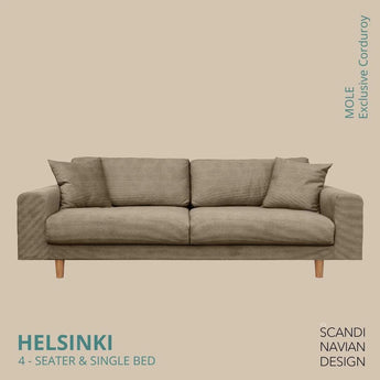 Divano 4 posti/letto singolo HELSINKI, Exclusive Corduroy, Talpa, sfoderabile e lavabile