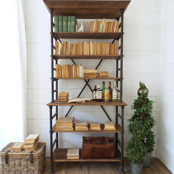 Libreria industriale in legno e ferro Boulangerie 115 cm