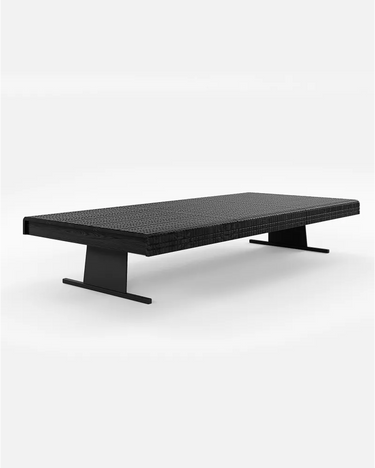 Tavolino FORGE in legno di teak, 170 x 80 x 30 cm di altezza, colore nero.