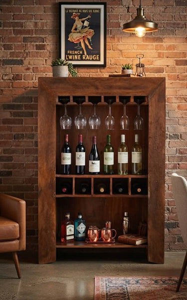 Credenza Bar in Legno di Mango Artigianale – 81 × 45 × H121 cm