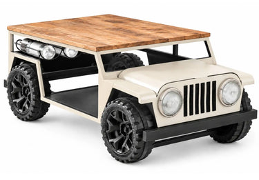 Tavolino Jeep Rubicon in ferro e legno di mango – 109 × 61 × H 46 cm