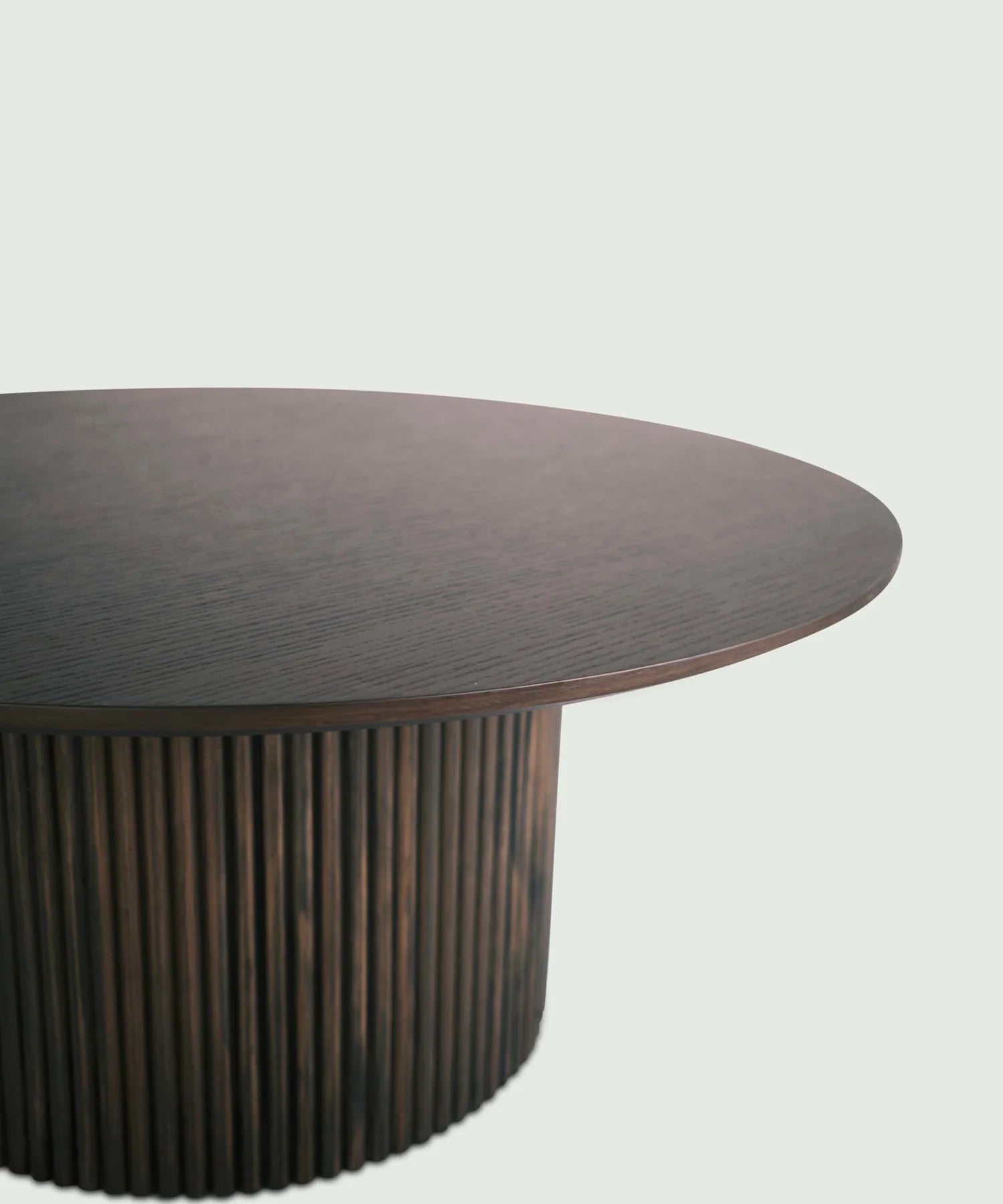 Coffee table with rounded slats in smoked ash 