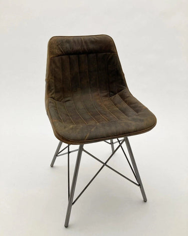 Sedia industriale in pelle e ferro Detroit