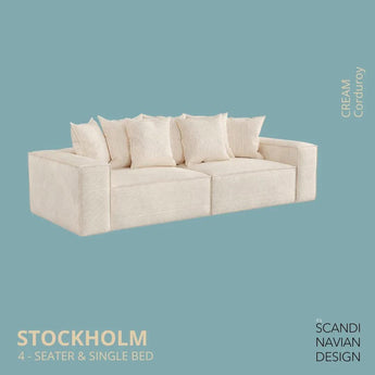 Divano STOCKHOLM 4 posti/letto singolo Corduroy Cream fodera sfoderabile e lavabile