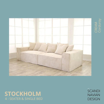 Divano STOCKHOLM 4 posti/letto singolo Corduroy Cream fodera sfoderabile e lavabile