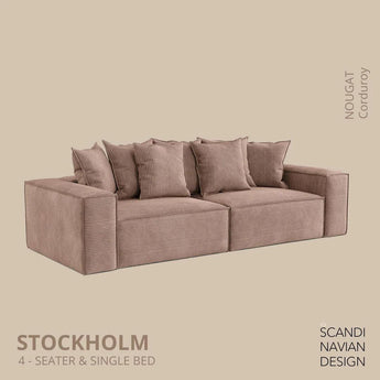 Divano STOCKHOLM 4 posti/letto singolo Corduroy Nougat fodera sfoderabile e lavabile