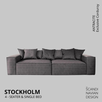 Divano STOCKHOLM 4 posti/letto singolo Exclusive Corduroy, Antracite fodera sfoderabile e lavabile