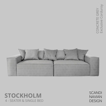 Divano STOCKHOLM 4 posti/letto singolo Exclusive Corduroy, Concrete Grey rivestimenti sfoderabili e lavabili