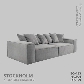 Divano STOCKHOLM 4 posti/letto singolo Exclusive Corduroy, Concrete Grey rivestimenti sfoderabili e lavabili