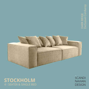 Divano STOCKHOLM 4 posti/letto singolo Exclusive Corduroy, Beige scuro, rivestimenti sfoderabili e lavabili