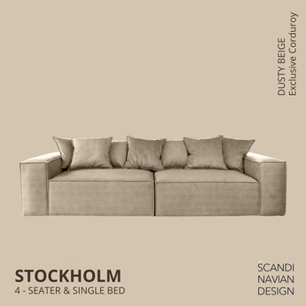 Divano STOCKHOLM 4 posti/letto singolo Exclusive Corduroy Dusty Beige rivestimento sfoderabile e lavabile