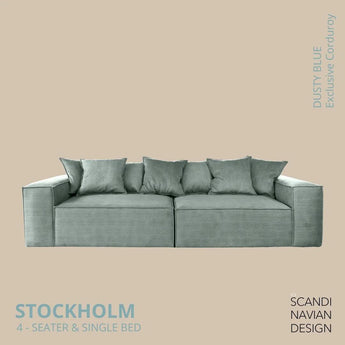 Divano STOCKHOLM 4 posti/letto singolo Exclusive Corduroy, Dusty Blue fodera sfoderabile e lavabile