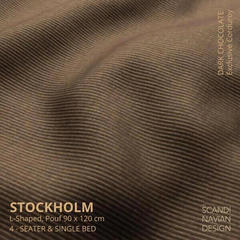 Divano a L STOCKHOLM/letto singolo Exclusive Corduroy Dark Chocolate fodera sfoderabile e lavabile