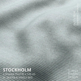 Divano a L STOCKHOLM/letto singolo Exclusive Velvet Dusty Blue Fodera sfoderabile e lavabile