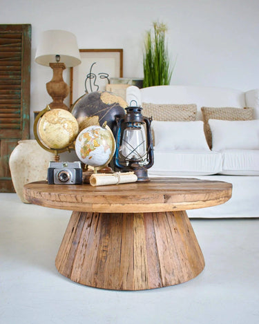 Tavolino rotondo moderno in legno Raw Big 80 cm