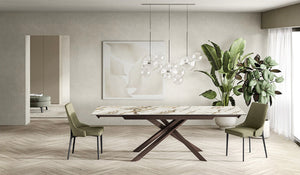 Tavolo Cross allungabile OM/464/CB piano in ceramica su vetro