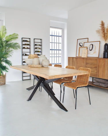 Tavolo in legno e ferro New York 220 cm con colore del piano personalizzabile