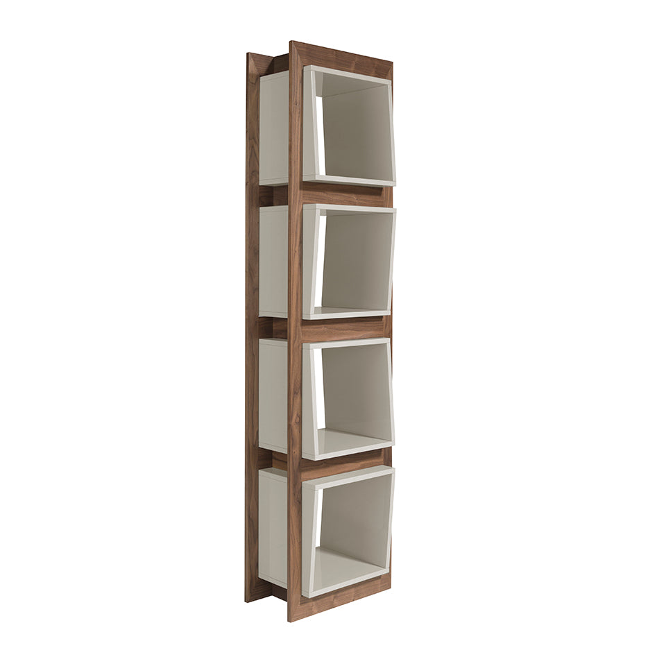 SHELF IN WALNUT WOOD AND PEARL GRAY CUBES